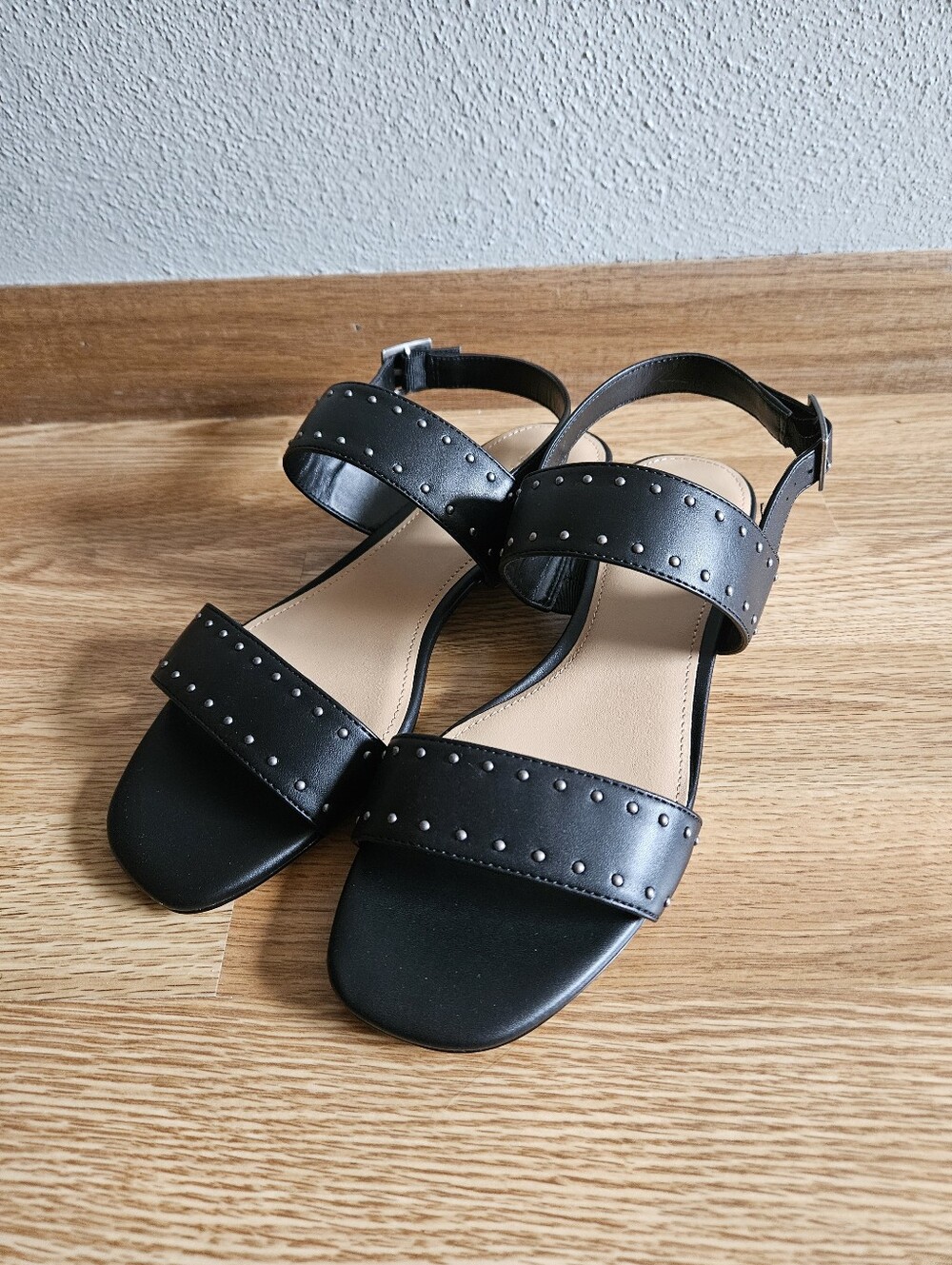 NWOT Market & Spruce Black Studded Double-Strap Sandals